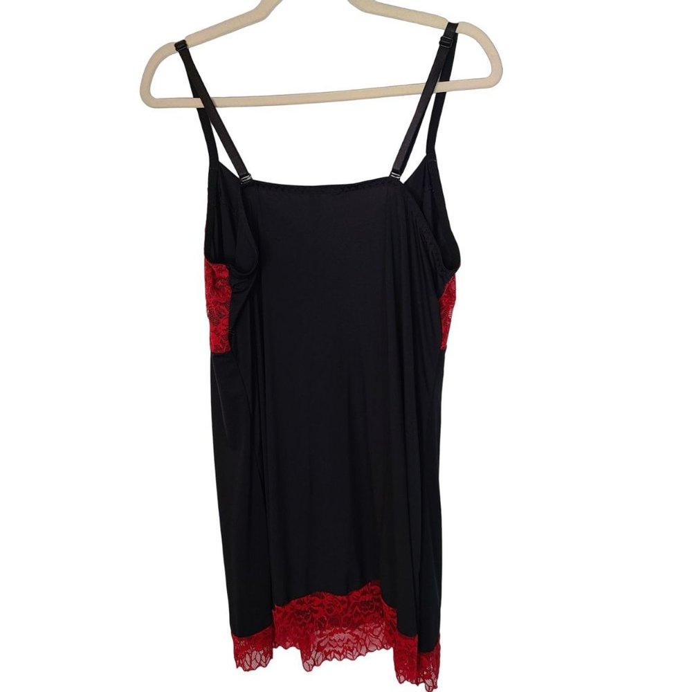 Torrid Womens 3X Black Red Lace Trim Sleeveless V-Neck Lingerie Sleepwear - Picture 7 of 7